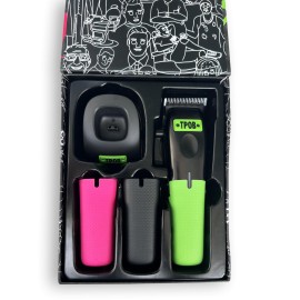 TPOB Play Barber Hair Clippers for Men 7500 RPM with Rubber Green/Black/Pink Grips (Black) TPOB Play Barber Hair Clippers for Men 7500 RPM with Rubber Green/Black/Pink Grips (Black)