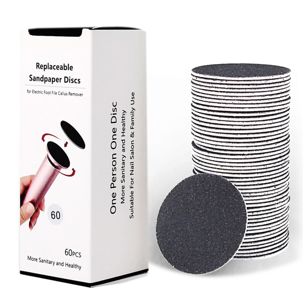 60pcs Replaceable Sandpaper Refill Discs for Electric Foot File Callus Remover Hard Dry Dead Skin Removal (Coarse 60 Grit) 60pcs Replaceable Sandpaper Refill Discs for Electric Foot File Callus Remover Hard Dry Dead Skin Removal (Coarse 60 Grit)