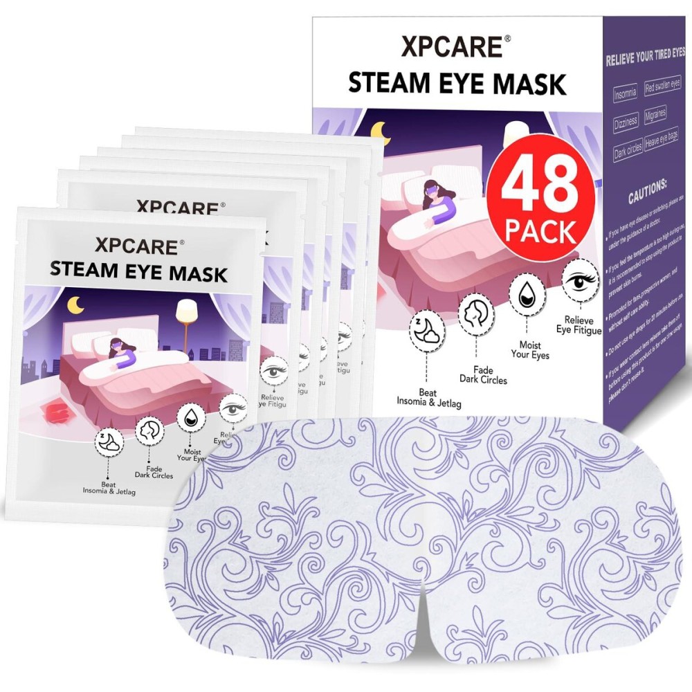 XPCARE 48 Pack Steam Eye Masks for Dry Eyes, Self Heated Steam Warm Eye Mask, Disposable Heated Eye Mask for Dark Circles, Puffy Eyes, Relief Stress Eye Fatigue (Unscented) XPCARE 48 Pack Steam Eye Masks for Dry Eyes, Self Heated Steam Warm Eye Mask, Disposable Heated Eye Mask for Dark Circles, Puffy Eyes, Relief Stress Eye Fatigue (Unscented)