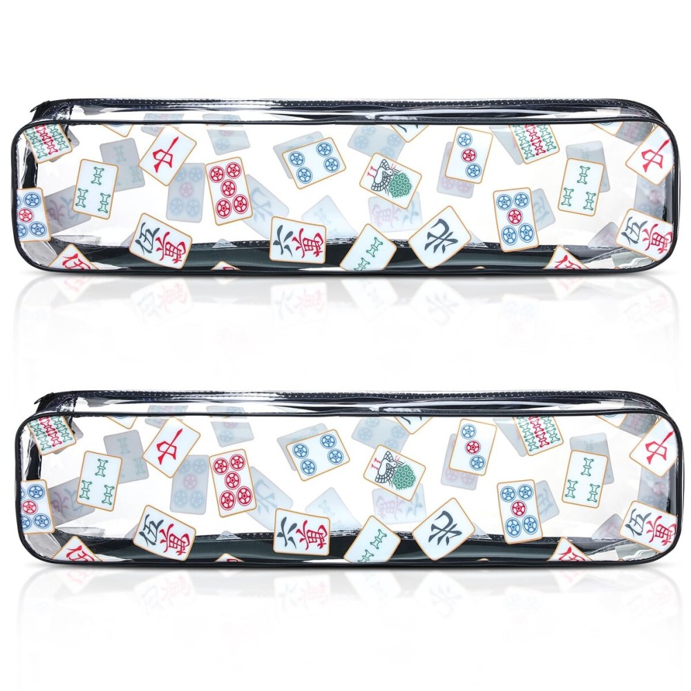 Clysee 2 Pcs Mahjong Tile Bag Mahjong Racks for Tiles and Pushers Waterproof Tile Zippered Case PVC Clear Mah Jong Gifts, Empty Bag Only, 20 x 4.5 x 2.5(Classic Style) Clysee 2 Pcs Mahjong Tile Bag Mahjong Racks for Tiles and Pushers Waterproof Tile Zippered Case PVC Clear Mah Jong Gifts, Empty Bag Only, 20 x 4.5 x 2.5(Classic Style)
