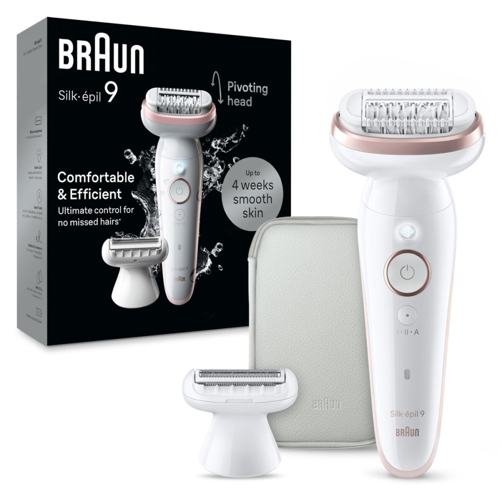 Braun Epilator Silk-pil 9, Hair Removal Device, Women Shaver & Trimmer, Pivoting Head, Wet and Dry Epilator, Includes Shaver Head and Trimmer Comb, SES9-030 Braun Epilator Silk-pil 9, Hair Removal Device, Women Shaver & Trimmer, Pivoting Head, Wet and Dry Epilator, Includes Shaver Head and Trimmer Comb, SES9-030