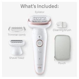 Braun Epilator Silk-pil 9, Hair Removal Device, Women Shaver & Trimmer, Pivoting Head, Wet and Dry Epilator, Includes Shaver Head and Trimmer Comb, SES9-030 Braun Epilator Silk-pil 9, Hair Removal Device, Women Shaver & Trimmer, Pivoting Head, Wet and Dry Epilator, Includes Shaver Head and Trimmer Comb, SES9-030