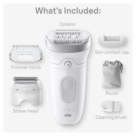 Braun Epilator Silk-pil 7, Hair Removal Device, Women Shaver & Trimmer, Wet and Dry, Wide Head, Includes Shaver Head and Trimmer Comb, SE7-041, Silver Braun Epilator Silk-pil 7, Hair Removal Device, Women Shaver & Trimmer, Wet and Dry, Wide Head, Includes Shaver Head and Trimmer Comb, SE7-041, Silver