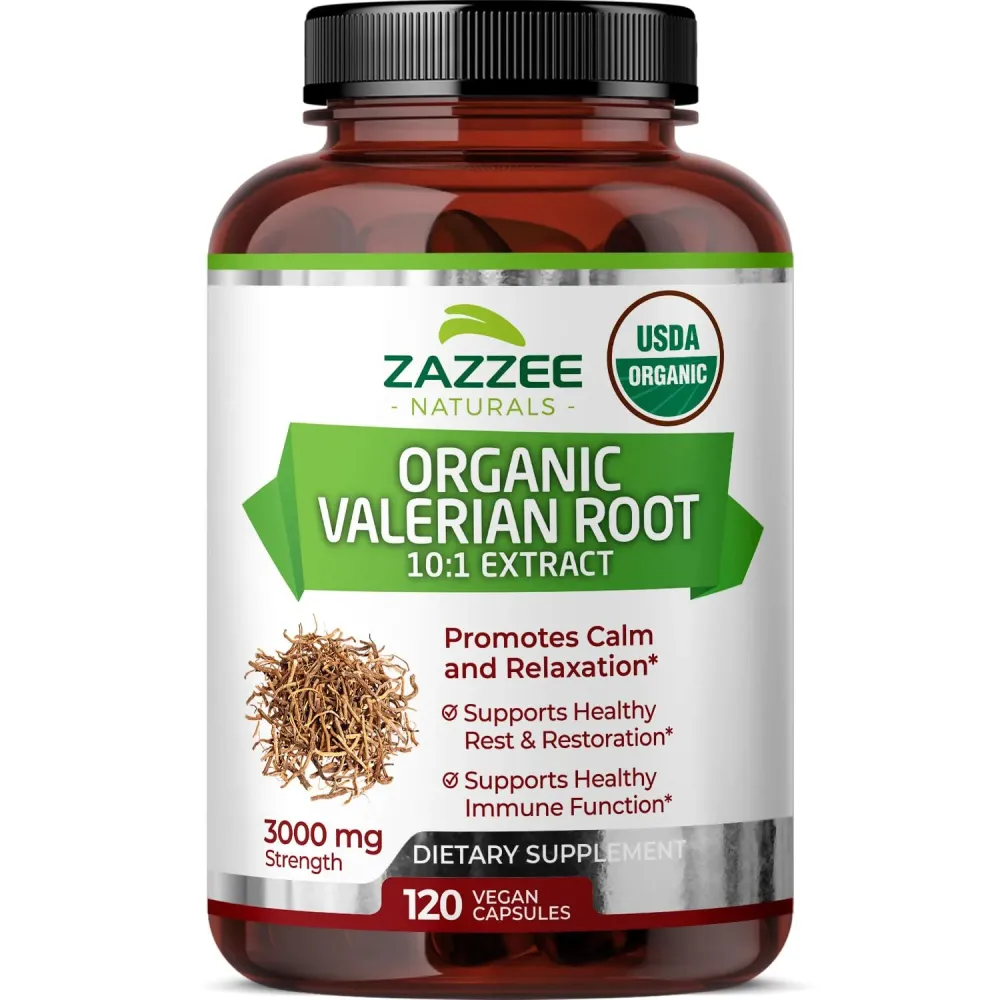 Zazzee USDA Organic Valerian Root 10:1 Extract, 3000 mg Strength, 120 Vegan Capsules, 4 Month Supply, Valeriana officinalis, 10X Potency, 100% Vegetarian, All-Natural, Non-GMO, Made in The USA Zazzee USDA Organic Valerian Root 10:1 Extract, 3000 mg Strength, 120 Vegan Capsules, 4 Month Supply, Valeriana officinalis, 10X Potency, 100% Vegetarian, All-Natural, Non-GMO, Made in The USA