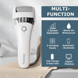 Electric Foot Callues Remover - FSA&HSA Eligible, Portable Electric Foot Files with 3 Heads, Rechargeable Feet File for Foot Care, Waterproof Deadskin Remover, Pedicure Tool for Dry and Crack Feet Electric Foot Callues Remover - FSA&HSA Eligible, Portable Electric Foot Files with 3 Heads, Rechargeable Feet File for Foot Care, Waterproof Deadskin Remover, Pedicure Tool for Dry and Crack Feet