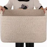 SIXDOVE 65L Large Storage Basket, Cotton Rope Woven Blanket Basket, Toy Storage for Baby Room, Living Room, Brown