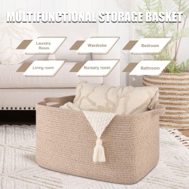 SIXDOVE 65L Large Storage Basket, Cotton Rope Woven Blanket Basket, Toy Storage for Baby Room, Living Room, Brown