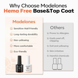 modelones Hema-Free Gel Base and Top Coat Set, 2 Pcs Clear Glossy Gel Top Base Coat No Wipe Long Lasting for Gel Polish, Acrylic Nails Soak Off Nail Lamp Nail Art Home Salon Manicure modelones Hema-Free Gel Base and Top Coat Set, 2 Pcs Clear Glossy Gel Top Base Coat No Wipe Long Lasting for Gel Polish, Acrylic Nails Soak Off Nail Lamp Nail Art Home Salon Manicure