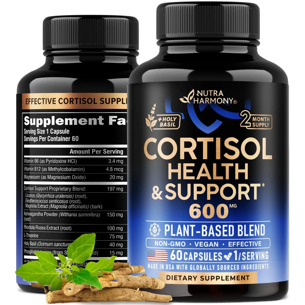 Cortisol Supplement for Women - Holy Basil | Ashwagandha | Rhodiola | L-Theanine - Plant-Based Hormone Balance - Mood, Focus & Sleep Support - Made in USA - Vegan, Non-GMO - 60 Capsules for 2 Months Cortisol Supplement for Women - Holy Basil | Ashwagandha | Rhodiola | L-Theanine - Plant-Based Hormone Balance - Mood, Focus & Sleep Support - Made in USA - Vegan, Non-GMO - 60 Capsules for 2 Months