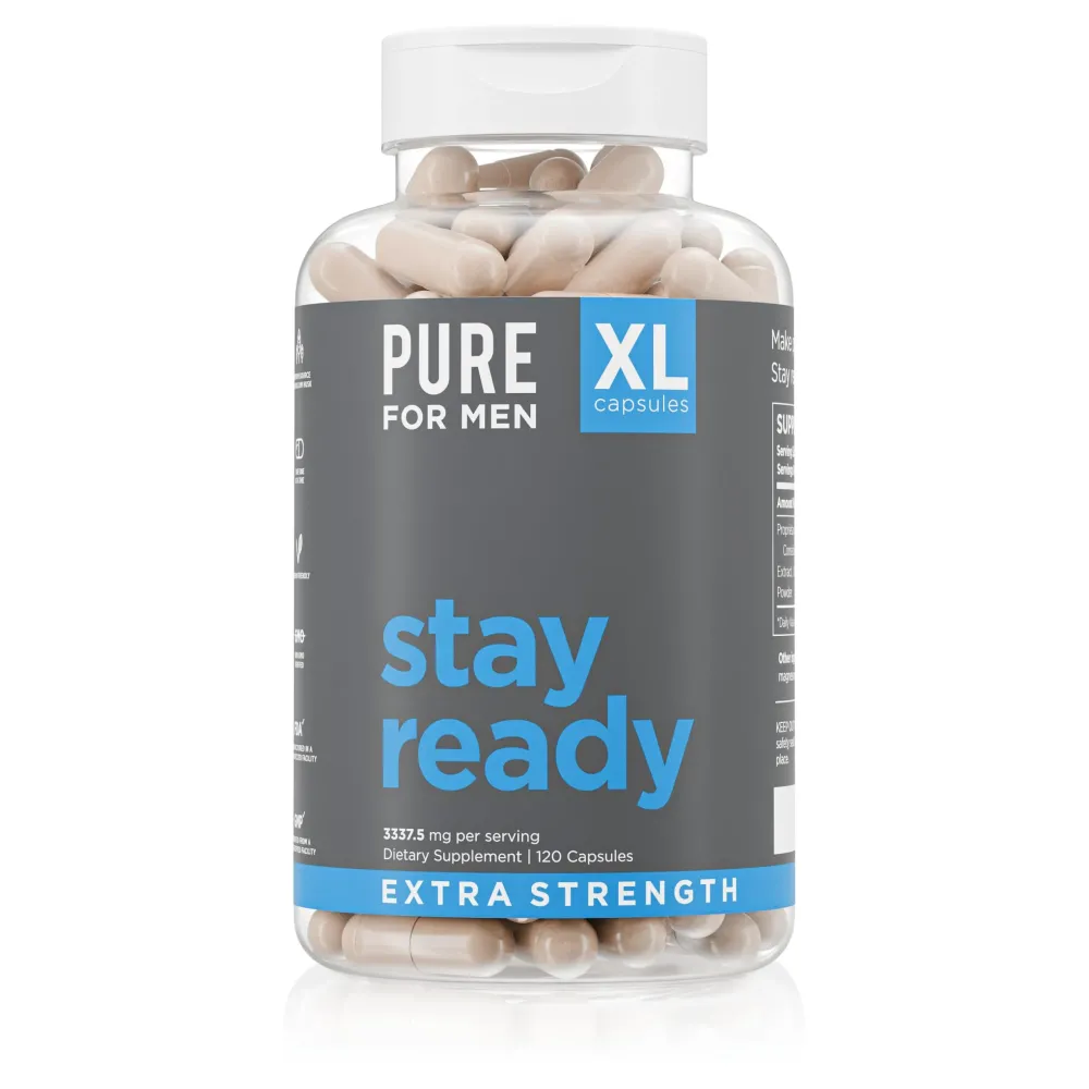 Pure for Men Stay Ready Fiber Extra Strength Supplement | Digestive Regularity | Bowel Movement & Gut Health Support | Vegan Cleanliness | Proprietary Formula | 120 Vegan XL Capsules Pure for Men Stay Ready Fiber Extra Strength Supplement | Digestive Regularity | Bowel Movement & Gut Health Support | Vegan Cleanliness | Proprietary Formula | 120 Vegan XL Capsules