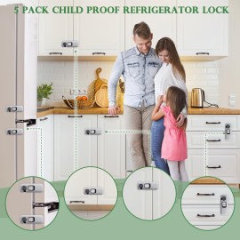 KIZZHISI 5 Pack Child Proof Refrigerator Lock, Baby Proofing Cabinet Locks, oven lock child safety, fridge lock, for Fridge, Drawers, Dishwasher, Oven, Cupboard, Closet, Adhesive, No Tools Need(Grey) KIZZHISI 5 Pack Child Proof Refrigerator Lock, Baby Proofing Cabinet Locks, oven lock child safety, fridge lock, for Fridge, Drawers, Dishwasher, Oven, Cupboard, Closet, Adhesive, No Tools Need(Grey)