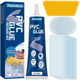 Yeardera Air Mattress Patch Kit, Waterproof Vinyl Repair Kit, High Strength PVC Adhesive for Inflatables, PVC Boats, Vinyl Glue (60ml/1 Pack)