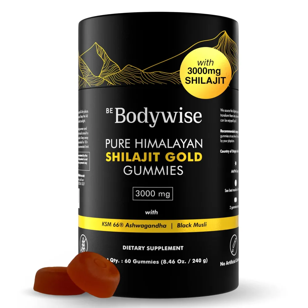 Be Bodywise Pure Himalayan Shilajit Gummies Gold I Lab Tested I No Added Sugar I Ashwagandha, Gokshura| Fulvic Acid & 85+ Trace Minerals I for Men, Women I Non-GMO I 100% Natural & Organic I 60 Gummy Be Bodywise Pure Himalayan Shilajit Gummies Gold I Lab Tested I No Added Sugar I Ashwagandha, Gokshura| Fulvic Acid & 85+ Trace Minerals I for Men, Women I Non-GMO I 100% Natural & Organic I 60 Gummy