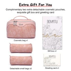Travel Makeup Bags Cosmetic Organizer Bag: 3-Set Large Capacity Make up Bag - PU Leather Toiletry Bag for Women - Wide Open Portable Pouch with Divider & Handle 01-Pink-new Travel Makeup Bags Cosmetic Organizer Bag: 3-Set Large Capacity Make up Bag - PU Leather Toiletry Bag for Women - Wide Open Portable Pouch with Divider & Handle 01-Pink-new