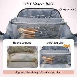 Travel Makeup Bags Cosmetic Organizer Bag: 3-Set Large Capacity Make up Bag - PU Leather Toiletry Bag for Women - Wide Open Portable Pouch with Divider & Handle 01-Pink-new Travel Makeup Bags Cosmetic Organizer Bag: 3-Set Large Capacity Make up Bag - PU Leather Toiletry Bag for Women - Wide Open Portable Pouch with Divider & Handle 01-Pink-new