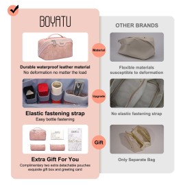 Travel Makeup Bags Cosmetic Organizer Bag: 3-Set Large Capacity Make up Bag - PU Leather Toiletry Bag for Women - Wide Open Portable Pouch with Divider & Handle 01-Pink-new Travel Makeup Bags Cosmetic Organizer Bag: 3-Set Large Capacity Make up Bag - PU Leather Toiletry Bag for Women - Wide Open Portable Pouch with Divider & Handle 01-Pink-new