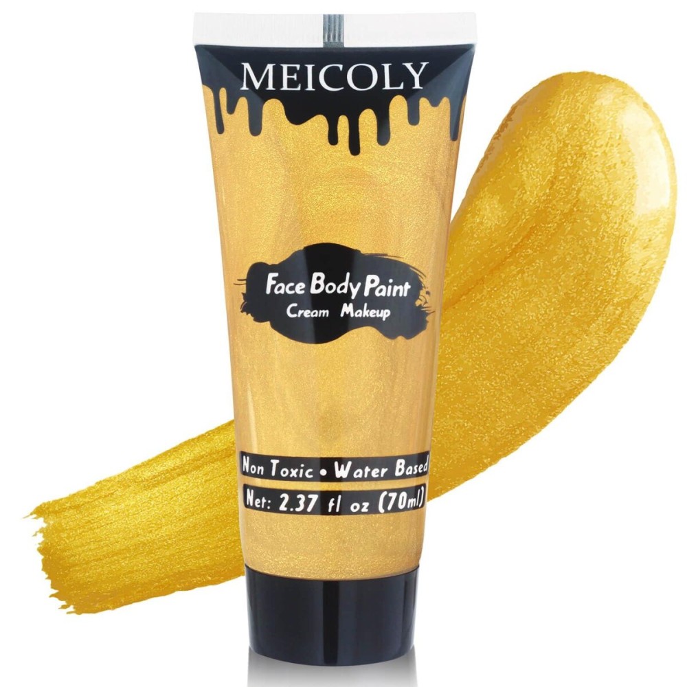 MEICOLY Cream Metallic Gold Face Body Paint,2.37Oz Large Tube Water Based Full Body Paint for Adults and Children,Professional Gold Face Paint for Halloween Stage SFX Special Effects Cosplay Makeup MEICOLY Cream Metallic Gold Face Body Paint,2.37Oz Large Tube Water Based Full Body Paint for Adults and Children,Professional Gold Face Paint for Halloween Stage SFX Special Effects Cosplay Makeup