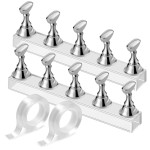 Etercycle Nail Stand Acrylic Nail Art Display Stand Practice Nail Holder for Painting Nails Magnetic Practice Stands with Double-sided Tape For DIY Salon Supplies (Silver)