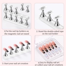 Etercycle Nail Stand Acrylic Nail Art Display Stand Practice Nail Holder for Painting Nails Magnetic Practice Stands with Double-sided Tape For DIY Salon Supplies (Silver) Etercycle Nail Stand Acrylic Nail Art Display Stand Practice Nail Holder for Painting Nails Magnetic Practice Stands with Double-sided Tape For DIY Salon Supplies (Silver)
