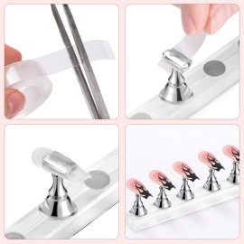 Etercycle Nail Stand Acrylic Nail Art Display Stand Practice Nail Holder for Painting Nails Magnetic Practice Stands with Double-sided Tape For DIY Salon Supplies (Silver) Etercycle Nail Stand Acrylic Nail Art Display Stand Practice Nail Holder for Painting Nails Magnetic Practice Stands with Double-sided Tape For DIY Salon Supplies (Silver)