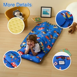 beeweed Toddler Nap Mat, Rollup Design Kid Sleeping Mat with Removable Pillow & Minky Blanket, Toddler Sleeping Bag for Daycare Preschool Travel Camping, Truck beeweed Toddler Nap Mat, Rollup Design Kid Sleeping Mat with Removable Pillow & Minky Blanket, Toddler Sleeping Bag for Daycare Preschool Travel Camping, Truck