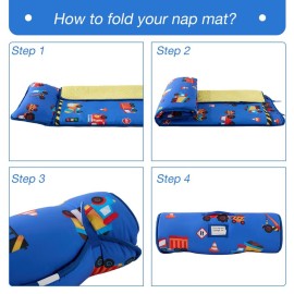 beeweed Toddler Nap Mat, Rollup Design Kid Sleeping Mat with Removable Pillow & Minky Blanket, Toddler Sleeping Bag for Daycare Preschool Travel Camping, Truck beeweed Toddler Nap Mat, Rollup Design Kid Sleeping Mat with Removable Pillow & Minky Blanket, Toddler Sleeping Bag for Daycare Preschool Travel Camping, Truck