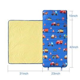 beeweed Toddler Nap Mat, Rollup Design Kid Sleeping Mat with Removable Pillow & Minky Blanket, Toddler Sleeping Bag for Daycare Preschool Travel Camping, Truck beeweed Toddler Nap Mat, Rollup Design Kid Sleeping Mat with Removable Pillow & Minky Blanket, Toddler Sleeping Bag for Daycare Preschool Travel Camping, Truck