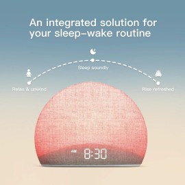 Housbay Sunrise Alarm Clock, White Noise Sound Machine, Cozy Light, Nature Sounds, Dimmable Clock, Gentle Wake Up, Regular Sleep-Wake Routine, Phone-Free Bedroom