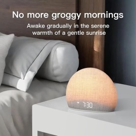 Housbay Sunrise Alarm Clock, White Noise Sound Machine, Cozy Light, Nature Sounds, Dimmable Clock, Gentle Wake Up, Regular Sleep-Wake Routine, Phone-Free Bedroom