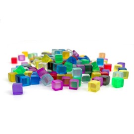 200PCS 8mm/0.3 D6 Blank Dices Set, Clear Square Corner Small Mini Standard Multi-Colored Colorful Trash 6-Sided Cube Bulk Pack Bag for Easter Educational DIY Board Game Role Playing Group Activities