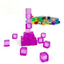 200PCS 8mm/0.3 D6 Blank Dices Set, Clear Square Corner Small Mini Standard Multi-Colored Colorful Trash 6-Sided Cube Bulk Pack Bag for Easter Educational DIY Board Game Role Playing Group Activities