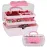 Huniupore Hair Accessories Organizer for Girls Headbands, Clips, Ties Baby Girl Supplies, Lockable Three-layer Folding Craft Organizers and Storage Plastic Jewelry Box,10.8 * 5.9 * 5.7in (Pink)