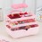Huniupore Hair Accessories Organizer for Girls Headbands, Clips, Ties Baby Girl Supplies, Lockable Three-layer Folding Craft Organizers and Storage Plastic Jewelry Box,10.8 * 5.9 * 5.7in (Pink)