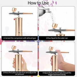 Airbrush-Kit Air Brush Kit With Air Compressor Nail Charms Wireless Air Brush for Barber, Nail Art, Cake Decor, Makeup, Model Painting (Golden) Airbrush-Kit Air Brush Kit With Air Compressor Nail Charms Wireless Air Brush for Barber, Nail Art, Cake Decor, Makeup, Model Painting (Golden)