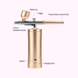 Airbrush-Kit Air Brush Kit With Air Compressor Nail Charms Wireless Air Brush for Barber, Nail Art, Cake Decor, Makeup, Model Painting (Golden) Airbrush-Kit Air Brush Kit With Air Compressor Nail Charms Wireless Air Brush for Barber, Nail Art, Cake Decor, Makeup, Model Painting (Golden)