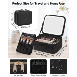 Chomeiu Makeup Bag with LED Mirror, Travel Makeup Case for Women and Makeup Artists Cosmetic Organizer Large Make Up Bags with Light Up Mirror, 3 Color Lights, Adjustable Dividers and Brush Holder Chomeiu Makeup Bag with LED Mirror, Travel Makeup Case for Women and Makeup Artists Cosmetic Organizer Large Make Up Bags with Light Up Mirror, 3 Color Lights, Adjustable Dividers and Brush Holder
