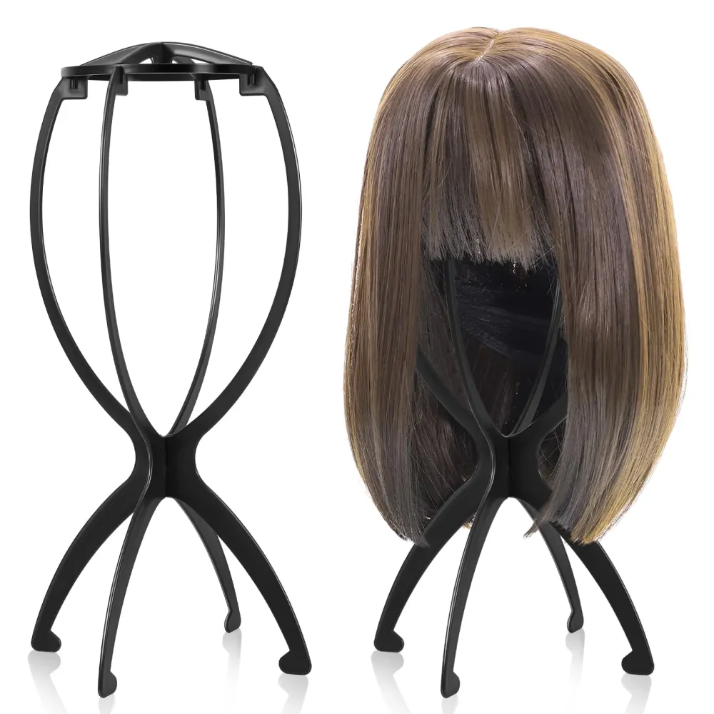 obeoby Wig Stand, Portable Wig Holder Wig Head Stand for All Wigs Travel Wig Hair Stylist Gifts for Women(black (2 pack)) obeoby Wig Stand, Portable Wig Holder Wig Head Stand for All Wigs Travel Wig Hair Stylist Gifts for Women(black (2 pack))