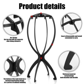 obeoby Wig Stand, Portable Wig Holder Wig Head Stand for All Wigs Travel Wig Hair Stylist Gifts for Women(black (2 pack)) obeoby Wig Stand, Portable Wig Holder Wig Head Stand for All Wigs Travel Wig Hair Stylist Gifts for Women(black (2 pack))