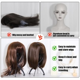 obeoby Wig Stand, Portable Wig Holder Wig Head Stand for All Wigs Travel Wig Hair Stylist Gifts for Women(black (2 pack)) obeoby Wig Stand, Portable Wig Holder Wig Head Stand for All Wigs Travel Wig Hair Stylist Gifts for Women(black (2 pack))