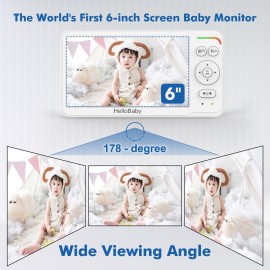 HelloBaby Baby Monitor with 6 World First IPS Screen 30-Hrs Battery, Remote Pan/Tilt/Zoom Camera, No WiFi Video Baby Monitor Camera and Audio, ECO, VOX, 2-Way Talk, Night Vision, 1000ft, Portable
