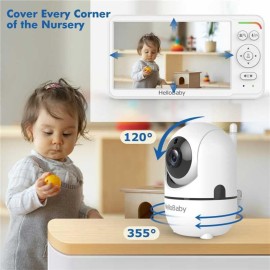 HelloBaby Baby Monitor with 6 World First IPS Screen 30-Hrs Battery, Remote Pan/Tilt/Zoom Camera, No WiFi Video Baby Monitor Camera and Audio, ECO, VOX, 2-Way Talk, Night Vision, 1000ft, Portable