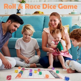 120 Pieces 16MM Dice Set, 6 Sided Standard Game Dices with Portable Box for Board Games,Worker Placement,Math Activities(Translucent Round Corners,10 Colors)