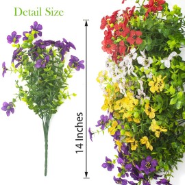 Grunyia Artificial Fake Plants Flowers for Outdoor Spring Decoration, 16 Bundles Faux Silk Colorful Daisy UV Resistant Realistic for Outside Porch Patio Home Yard Garden Planters Pots Window Box(Mix)