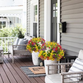 Grunyia Artificial Fake Plants Flowers for Outdoor Spring Decoration, 16 Bundles Faux Silk Colorful Daisy UV Resistant Realistic for Outside Porch Patio Home Yard Garden Planters Pots Window Box(Mix)