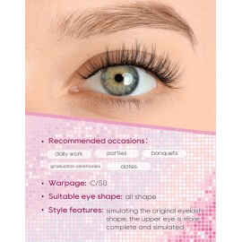 Frihappy Wispy Lashes Natural Eyelashes Cat Eye Lashes False Eyelashes Natural False Lashes Mink Lashes Fluffy 16mm Lashes 3D Air-Sirius