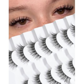Frihappy Fluffy Lashes Natural Look False Eyelashes Wispy Lashes Natural Eyelashes Mink Eyelashes False Lashes 13mm Lashes 3D Air-Lyra