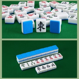 LinaLife Chinese Mahjong Set, Classic with 146+ blue Colored Tiles, Wind Indicator and Dice Large 1.6 inch 40mm Mahjong Tiles Melamine English Instraction, Complete Mahjong Tiles Set with Carrying bag LinaLife Chinese Mahjong Set, Classic with 146+ blue Colored Tiles, Wind Indicator and Dice Large 1.6 inch 40mm Mahjong Tiles Melamine English Instraction, Complete Mahjong Tiles Set with Carrying bag