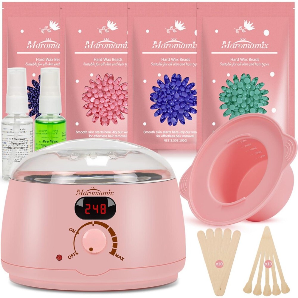 Waxing Kit -Digital Wax Warmer Machine for Hair Removal with 4 Packs of Hard Wax Beads & Silicone Wax Pot for Full Body, Legs, Face, Eyebrows, Bikini, Brazilian at Home Waxing Kit for Women Men Waxing Kit -Digital Wax Warmer Machine for Hair Removal with 4 Packs of Hard Wax Beads & Silicone Wax Pot for Full Body, Legs, Face, Eyebrows, Bikini, Brazilian at Home Waxing Kit for Women Men