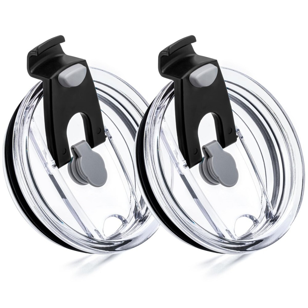 Prurex 20oz Tumbler Lids,Replacement Lid for 20 oz Yeti Tumbler,Old Style Rtic and More,2 Pack Spill-proof Lids,Covers for 20 Ounce Tumbler,Cup (Black 2pack)