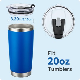 Prurex 20oz Tumbler Lids,Replacement Lid for 20 oz Yeti Tumbler,Old Style Rtic and More,2 Pack Spill-proof Lids,Covers for 20 Ounce Tumbler,Cup (Black 2pack)